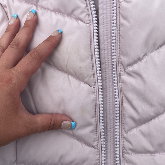 INC midi pink puffer jacket with removable fur hood - Picture 3 of 7